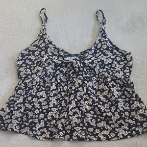 Hurley Daisy Floral Crop Tank Top S Boho Festival Y2K Babydoll Cami Coquette